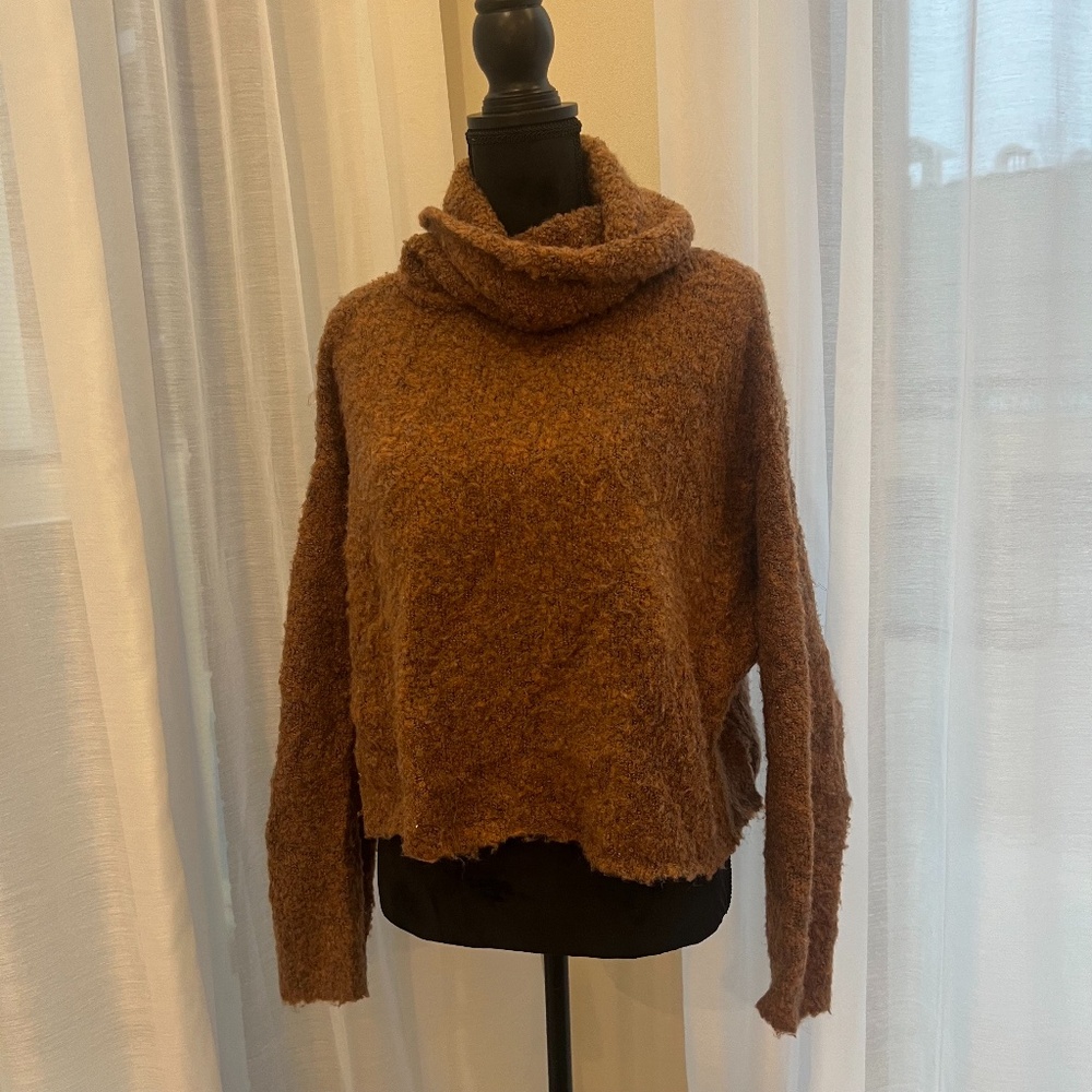 Olivaceous Brown with blue hue turtleneck sweater